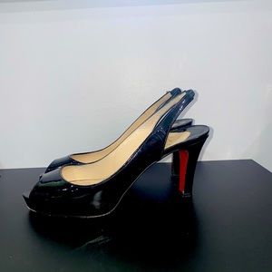 Vintage Christian Louboutin peep toe along back heel 37 1/2
